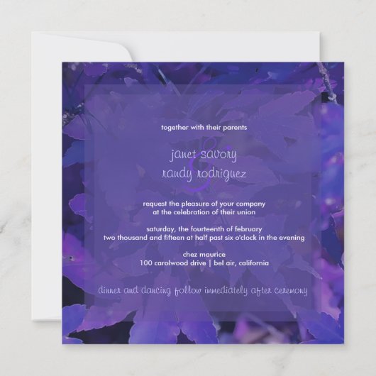 Invitation feuilles d'érable mauve PixDezines (Dos)