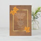 Invitation Feuilles d'érable orange sur mariage de papier tac (Debout devant)