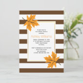 Invitation Feuilles d'érable, rayures automne mariage douche  (Debout devant)