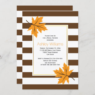 Invitation Feuilles d'érable, rayures automne mariage douche