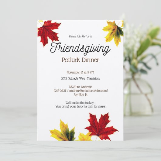 Invitation Feuilles d'érable rustiques - Amical (Debout devant)