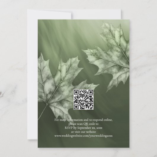 Invitation feuilles d'érable vert mousse foncé accent tout en (Dos)