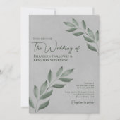 Invitation Feuilles désireux Elégant Forest Green & Grey Mari (Devant)