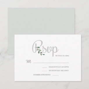 Invitation Feuilles d'eucalyptus Blanc Gris Élégant Mariage R