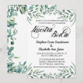 Invitation Feuilles d'eucalyptus de mariage espagnol Nuestra  (Devant / Derrière)