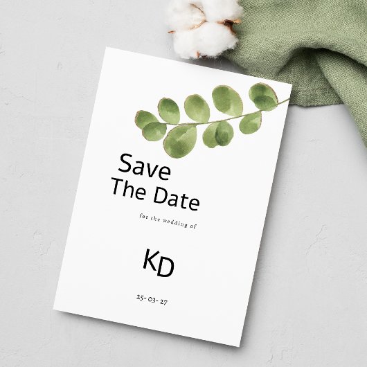 Invitation Feuilles d'eucalyptus en or vert simple Enregistre
