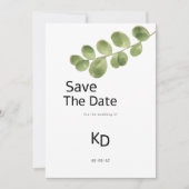Invitation Feuilles d'eucalyptus en or vert simple Enregistre (Devant)