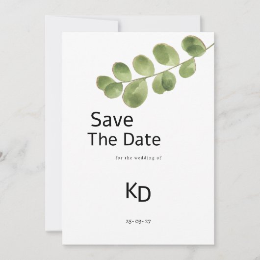 Invitation Feuilles d'eucalyptus en or vert simple Enregistre (Devant)