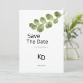 Invitation Feuilles d'eucalyptus en or vert simple Enregistre (Debout devant)