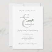 Invitation Feuilles d'eucalyptus esperluette mariage gris bla (Devant)
