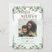 Invitation Feuilles d'Eucalyptus MARIAGE D'OR CODE QR BUDGET (Devant)