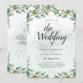 Invitation Feuilles d'eucalyptus MARIAGE D'OR CODE QR BUDGET (Devant / Derrière)