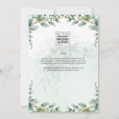 Invitation Feuilles d'Eucalyptus MARIAGE OR QR CODE BUDGET (Dos)