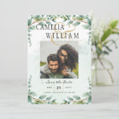 Invitation Feuilles d'Eucalyptus OR MARIAGE CODE QR BUDGET (Debout devant)