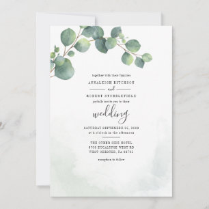 Invitation Feuilles d'eucalyptus verdure mariage script