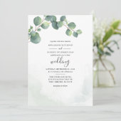 Invitation Feuilles d'eucalyptus verdure mariage script (Debout devant)