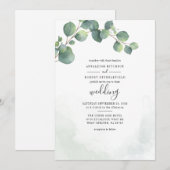 Invitation Feuilles d'eucalyptus verdure mariage script (Devant / Derrière)