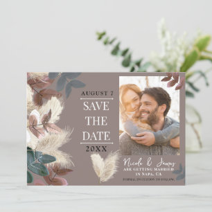 Invitation Feuilles d'Herbe des Pampas Bohème Terreuse Save t