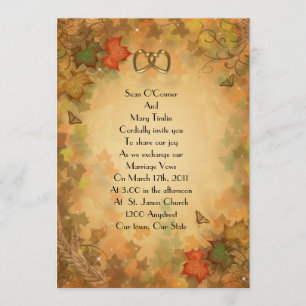 Invitation feuilles d'invitation Mariage de automne d'automne