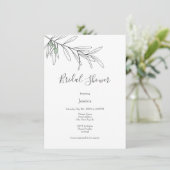 Invitation Feuilles d'olive vert dessinés à la main (Debout devant)