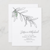 Invitation Feuilles d'olive vert dessinés à la main (Devant / Derrière)