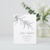 Invitation Feuilles d'olive vert dessinés à la main (Debout devant)