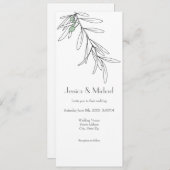 Invitation Feuilles d'olive vert dessinés à la main (Devant / Derrière)
