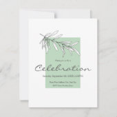 Invitation Feuilles d'olive vert dessinés à la main (Devant)