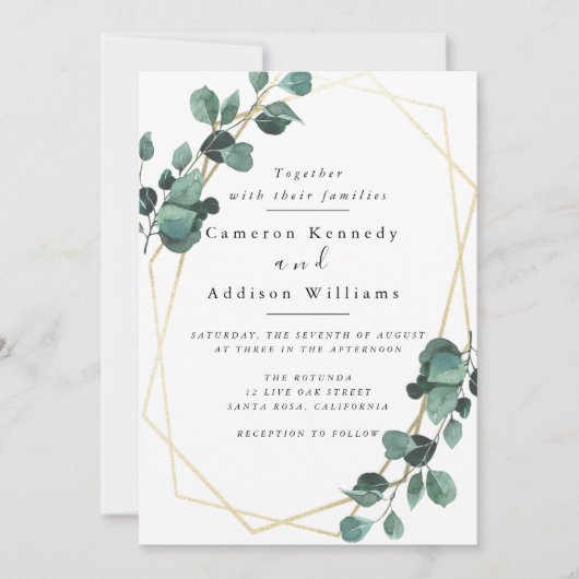 Invitation Feuilles d'olivier, Mariage de verdure (Devant)