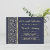Invitation Feuilles d'or à la retraite bleue de minuit (Debout devant)