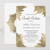 Invitation Feuilles d'or blanc moderne Sweet 16 (Devant / Derrière)