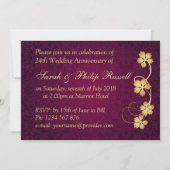Invitation Feuilles d'or, cœurs 24e anniversaire de mariage (Dos)