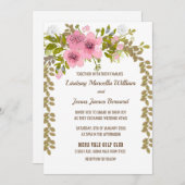 Invitation Feuilles d'or de l'anémone rose (Devant / Derrière)