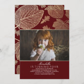 Invitation Feuilles d'or Elegant automne photo Anniversaire f (Devant / Derrière)