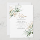 Invitation Feuilles d'or Eucalyptus vert doux Graduation (Devant)