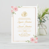 Invitation Feuilles d'or Frame Floral musulman musulman Maria (Debout devant)