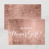 Invitation Feuilles d'or rose de luxe être ma fille de fleurs (Devant / Derrière)