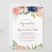 Invitation Feuilles d'or rustique Calligraphie florale Sip et (Devant)