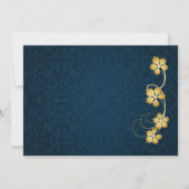 Invitation Feuilles d'or sur la vigne, damas bleu 85e anniver (Dos)