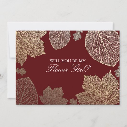 Invitation Feuilles d'or tombent Fille de Fleurs de mariage I (Devant)