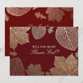 Invitation Feuilles d'or tombent Fille de Fleurs de mariage I (Devant / Derrière)