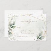 Invitation Feuilles d'or verdure Mariage géométrique RSVP (Devant / Derrière)