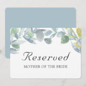 Invitation Feuilles élégantes. Carton de table réservée pour (Devant / Derrière)