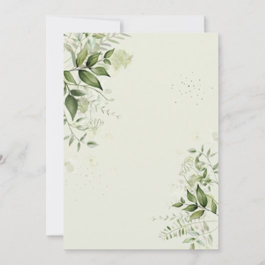 Invitation Feuilles élégants avec Mariage d'aquarelle (Dos)
