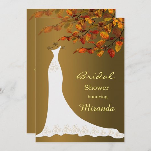 Invitation feuilles en chute libre, Fête de l'mariée Mariage (Devant / Derrière)