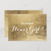 Invitation Feuilles en faux or de luxe Serez-vous ma fille de (Devant / Derrière)