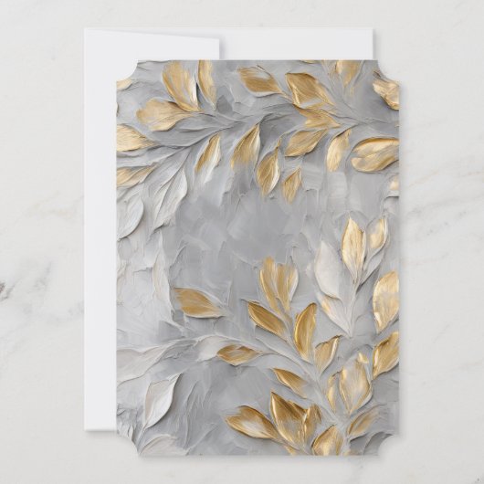 Invitation Feuilles en or gris argent (Dos)