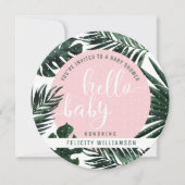 Invitation Feuilles et Baby shower de fille en bois tropicale (Devant)
