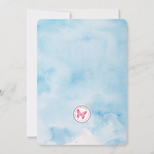 Invitation Feuilles et croix de couleur bleu communion (Dos)