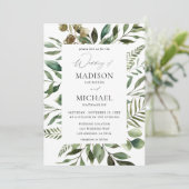 Invitation Feuilles et Eucalyptus Mariage rustique (Debout devant)